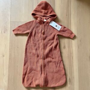 NWT Goumi Kids Knit Wearable Baby Blanket Clay SZ L Orange Organic Cotton Sack